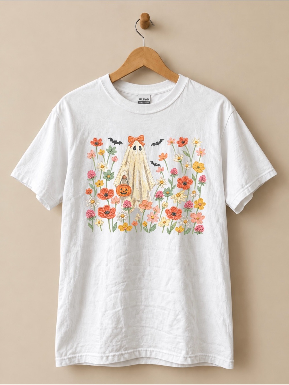 Halloween Floral Ghost Unisex T-shirt Spooky Fall Flowers Tee